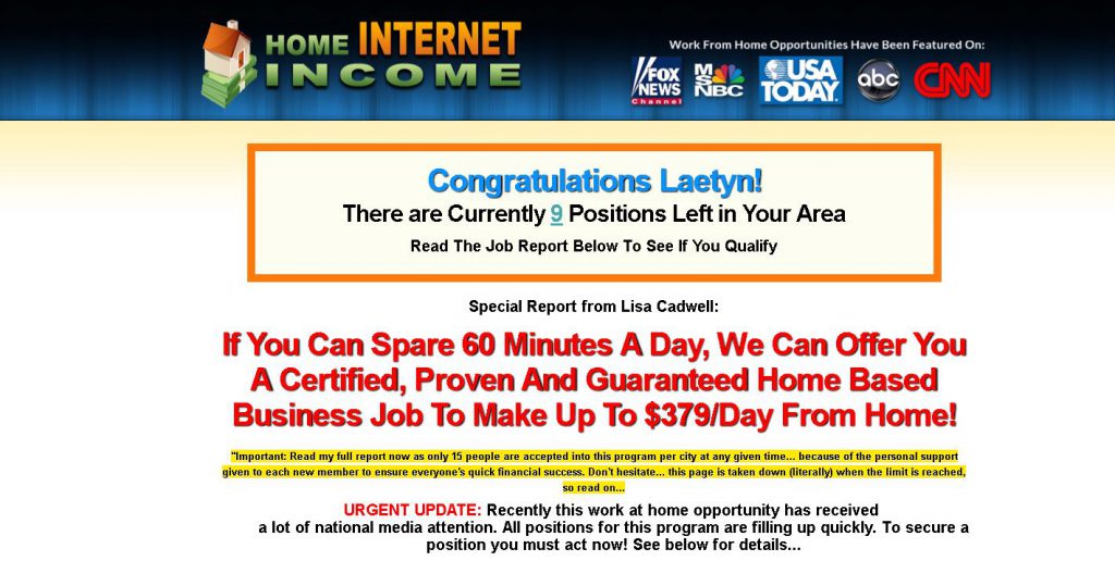 Home Internet Income Scam