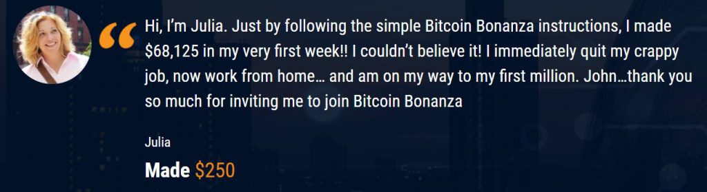 Bitcoin Bonanza Fake Testimonials